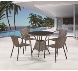 Комплект плетеной мебели T197ANS-W53 Y137C-W53 Brown 4Pcs Комплект плетеной мебели T197ANS-W53 Y137C-W53 Brown 4Pcs